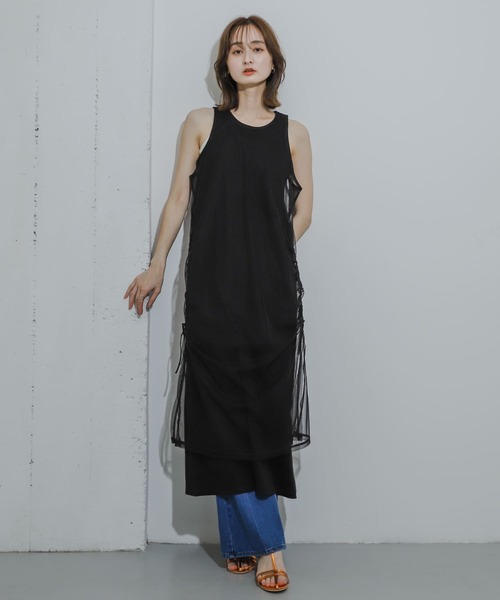 SENSE OF PLACE by URBAN RESEARCH（センスオブプレイスバイアーバンリサーチ）の「2WAYチュールレイヤードカットワンピース（ワンピース・レディース・ブラック/イエロー/ブルー系その他・ONE）」の10枚目の写真