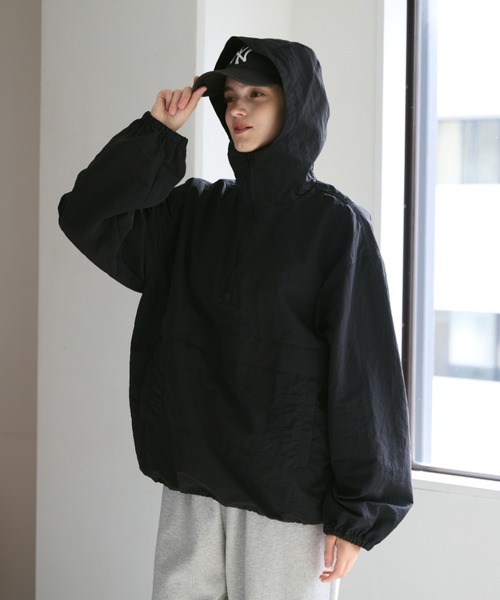 パーカー Loose nylon anorak hoodie / ルーズナイロンアノラックパーカー レディース メンズ Loose nylon anorak hoodie / ルーズナイロンアノラックパーカー