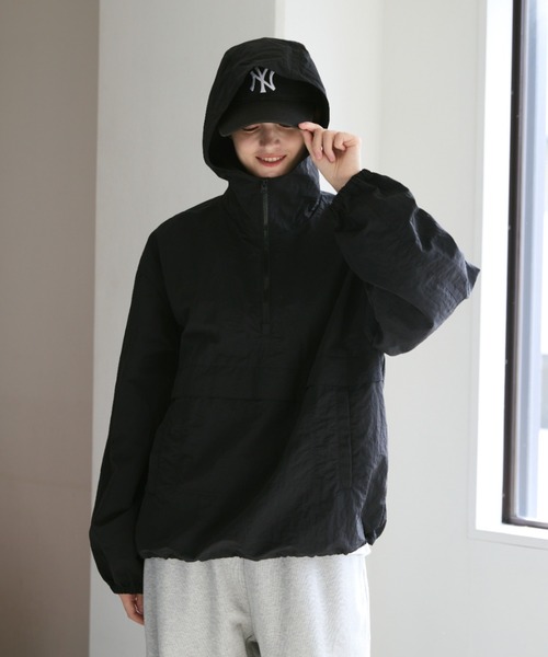 パーカー Loose nylon anorak hoodie / ルーズナイロンアノラックパーカー レディース メンズ flaner（フラネ）の「Loose nylon anorak hoodie / ルーズ