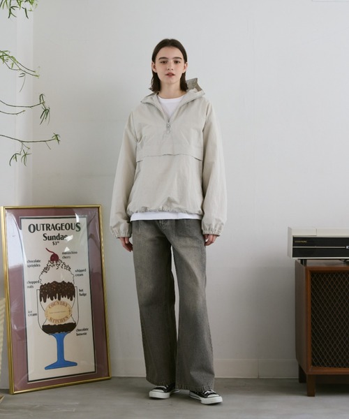 パーカー Loose nylon anorak hoodie / ルーズナイロンアノラックパーカー レディース メンズ Loose nylon anorak hoodie / ルーズナイロンアノラックパーカー