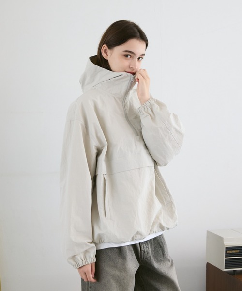 パーカー Loose nylon anorak hoodie / ルーズナイロンアノラックパーカー レディース メンズ Loose nylon anorak hoodie / ルーズナイロンアノラックパーカー