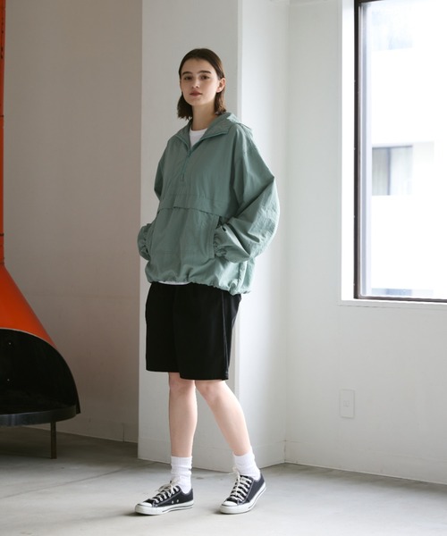パーカー Loose nylon anorak hoodie / ルーズナイロンアノラックパーカー レディース メンズ Loose nylon anorak hoodie / ルーズナイロンアノラックパーカー