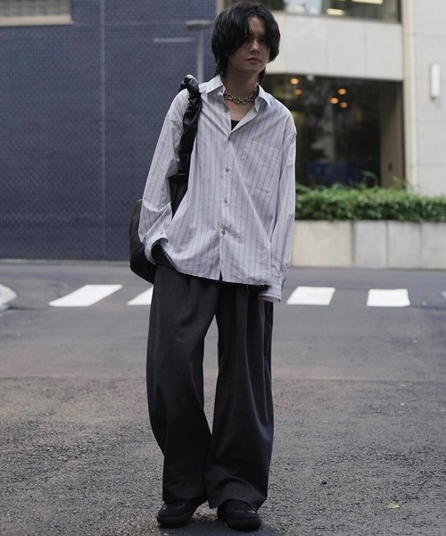 CUT-OFF HEM STRIPE SHIRT（シャツ/ブラウス）｜WYM LIDNM