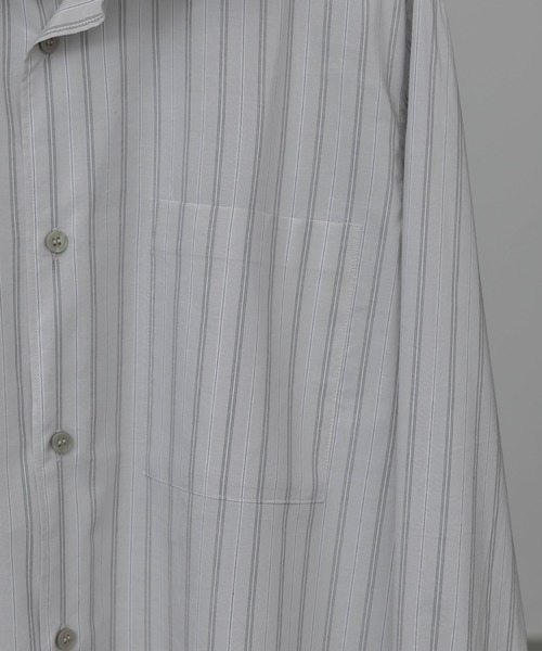 WYM LIDNM（ウィム バイ リドム）の「CUT-OFF HEM STRIPE SHIRT（シャツ/ブラウス・メンズ・アッシュブラウン/ブルー系/ライトグレー・S/M/L）」の21枚目の写真