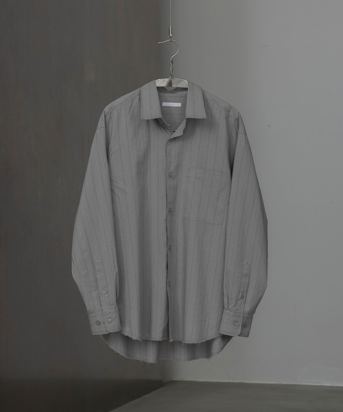 WYM LIDNM（ウィム バイ リドム）の「CUT-OFF HEM STRIPE SHIRT（シャツ/ブラウス・メンズ・アッシュブラウン/ブルー系/ライトグレー・S/M/L）」の5枚目の写真