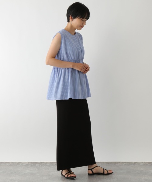 LEPSIM（レプシィム）の「ウエストシャーリングノースリブラウス　136319（シャツ/ブラウス・レディース・オフホワイト/ブルー/ブラック・FREE）」の13枚目の写真