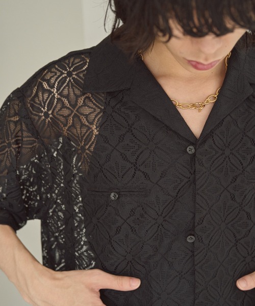 sheer flower embroidery shirts / フラワー総柄開襟シアー