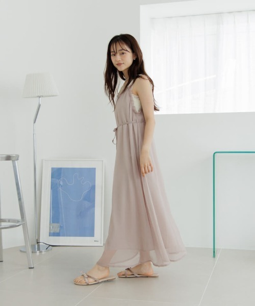 flower(フラワー)の「シアーキャミワンピース(ワンピース・レディース・ブラック/ベージュ・FREE)」の18枚目の写真