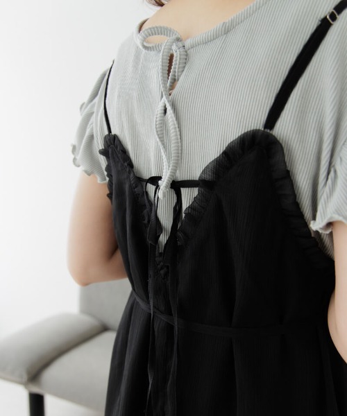 flower(フラワー)の「シアーキャミワンピース(ワンピース・レディース・ブラック/ベージュ・FREE)」の3枚目の写真
