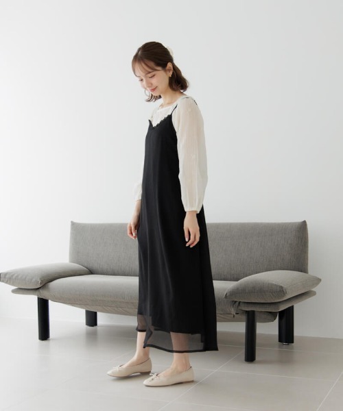 flower(フラワー)の「シアーキャミワンピース(ワンピース・レディース・ブラック/ベージュ・FREE)」の5枚目の写真