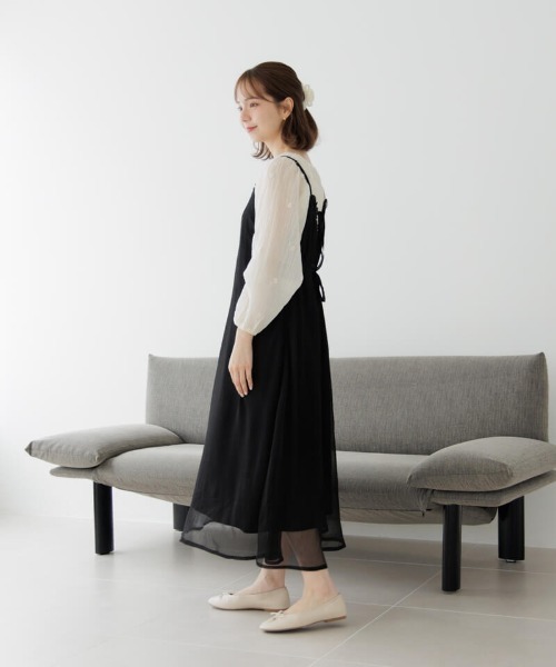 ワンピース 3094 yoshimi セール】ハシゴレースティアードキャミワンピース[高身長サイズ