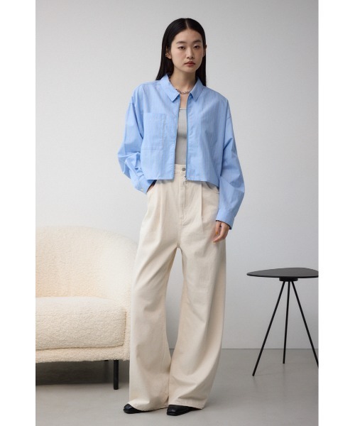 AZUL by moussy（アズールバイマウジー）の「ロゴプリントショートシャツ（シャツ/ブラウス・レディース・ベージュ/ライトブルー/ブルー・FREE）」の14枚目の写真