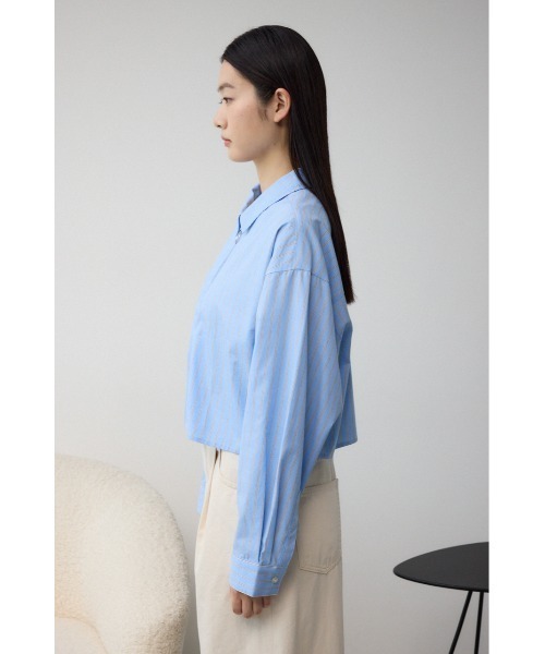 AZUL by moussy（アズールバイマウジー）の「ロゴプリントショートシャツ（シャツ/ブラウス・レディース・ベージュ/ライトブルー/ブルー・FREE）」の12枚目の写真