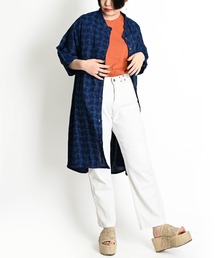 MARAI（マーライ）の「藍染め 7分袖 インディゴロングシャツ コットンシャツ（シャツ/ブラウス）」