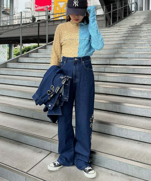 HELLO.SANFRANCISCO　フラワーモチーフデニムマルチウェイビスチェ HELLO.SANFRANCISCO（ハローサンフランシスコ）の「【HELLO