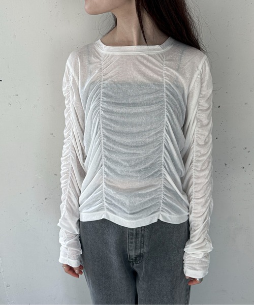 feepur(フェピュール)の「シャーリングシアーロンTee(Tシャツ/カットソー・レディース・イエロー/オフホワイト/ブラック・MEDIUM)」の21枚目の写真