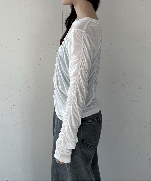 feepur(フェピュール)の「シャーリングシアーロンTee(Tシャツ/カットソー・レディース・イエロー/オフホワイト/ブラック・MEDIUM)」の22枚目の写真