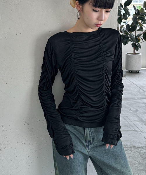 feepur(フェピュール)の「シャーリングシアーロンTee(Tシャツ/カットソー・レディース・イエロー/オフホワイト/ブラック・MEDIUM)」の15枚目の写真