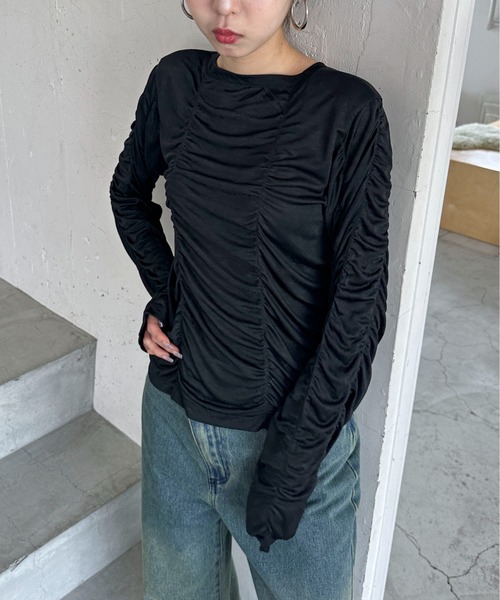 feepur(フェピュール)の「シャーリングシアーロンTee(Tシャツ/カットソー・レディース・イエロー/オフホワイト/ブラック・MEDIUM)」の14枚目の写真