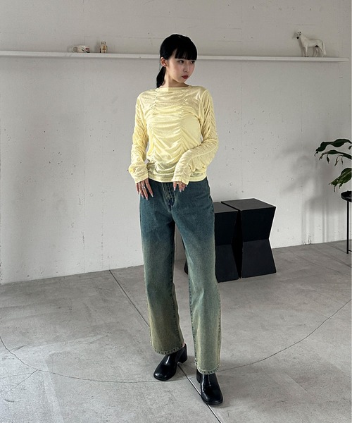 feepur(フェピュール)の「シャーリングシアーロンTee(Tシャツ/カットソー・レディース・イエロー/オフホワイト/ブラック・MEDIUM)」の17枚目の写真