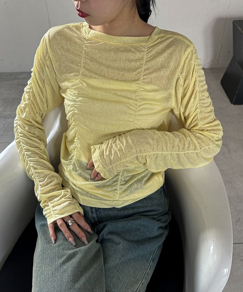 feepur(フェピュール)の「シャーリングシアーロンTee(Tシャツ/カットソー・レディース・イエロー/オフホワイト/ブラック・MEDIUM)」の19枚目の写真