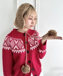 √nuage（ルートニュアージュ）の「フラワークロシェ編みポンポンイヤーマフ（イヤーマフ）」