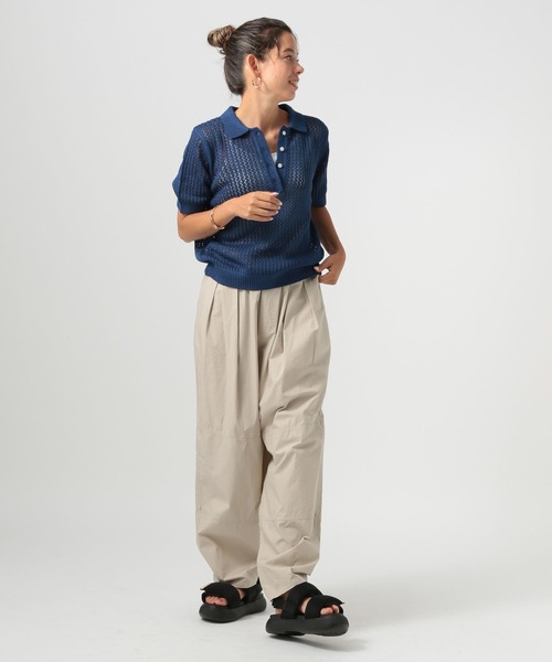 BAYFLOW（ベイフロー）の「[洗濯機で洗える]シアーニットポロ（ニット/セーター・レディース・オレンジ/グリーン/ブルー・FREE）」の4枚目の写真