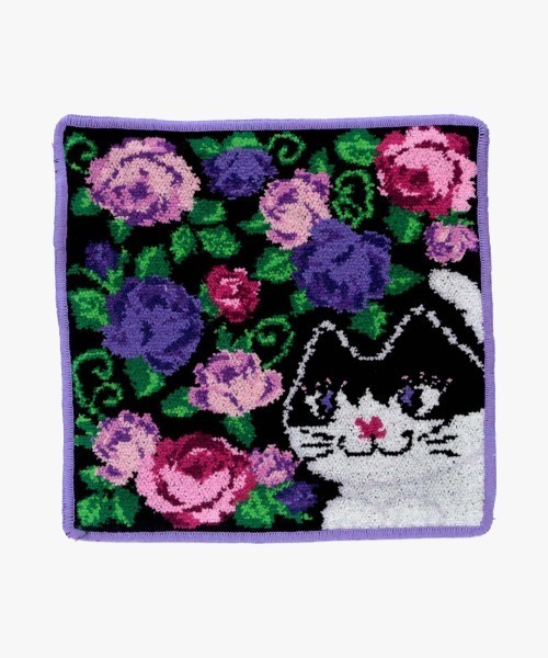 ネコ柄シェニール織タオルハンカチ（ハンカチ/ハンドタオル