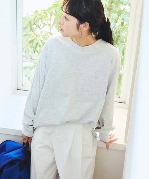 セール】【新色追加】ビッグ ポケット ロンT/長袖Tシャツ（T