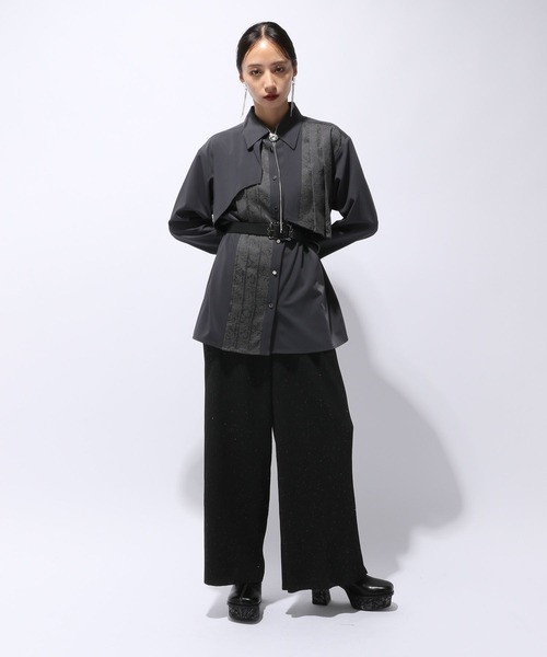 HARE（ハレ）の「カットプリーツラメワイドパンツ(HARE)（その他パンツ・レディース・グリーン/ブラック・FREE）」の4枚目の写真