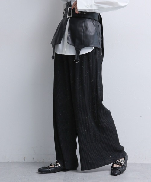 HARE（ハレ）の「カットプリーツラメワイドパンツ(HARE)（その他パンツ・レディース・グリーン/ブラック・FREE）」の6枚目の写真