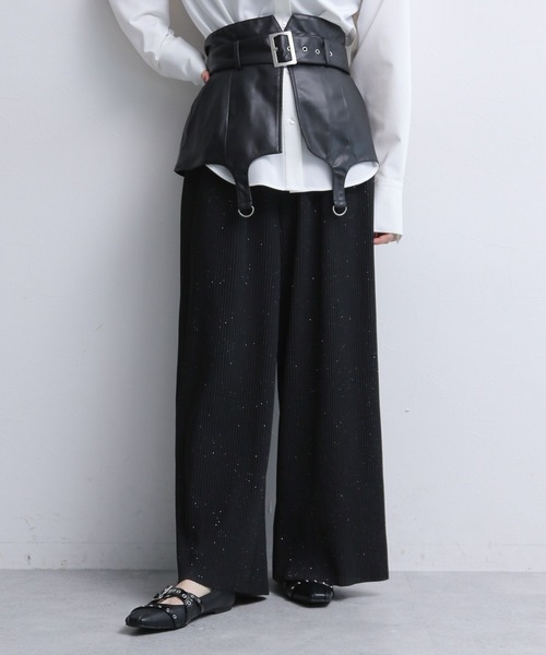 HARE（ハレ）の「カットプリーツラメワイドパンツ(HARE)（その他パンツ・レディース・グリーン/ブラック・FREE）」の7枚目の写真
