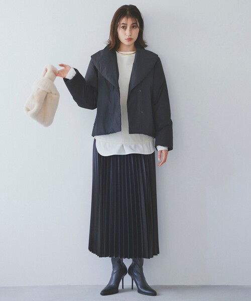 ICB（アイシービー）の「【CLASSY.1月号掲載】ADSダウン ショートコート（ダウンジャケット/コート・レディース・モーブ系/ライトイエロー系/ブラック系・40/42/44/46/48）」の4枚目の写真