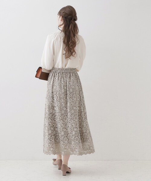 couture brooch（クチュールブローチ）の「◆【華やか主役スカート】アイテムポイントパール調コードレーススカート（スカート・レディース・ライトブルー/ベビーピンク/ベージュ・38/42/36/40）」の5枚目の写真