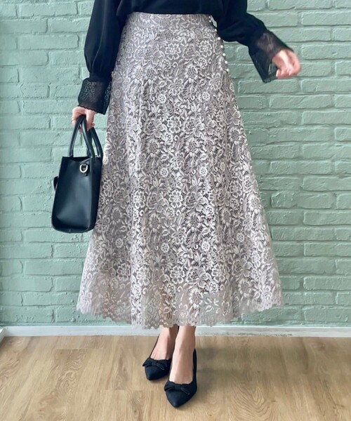 couture brooch（クチュールブローチ）の「◆【華やか主役スカート】アイテムポイントパール調コードレーススカート（スカート・レディース・ライトブルー/ベビーピンク/ベージュ・38/42/36/40）」の20枚目の写真