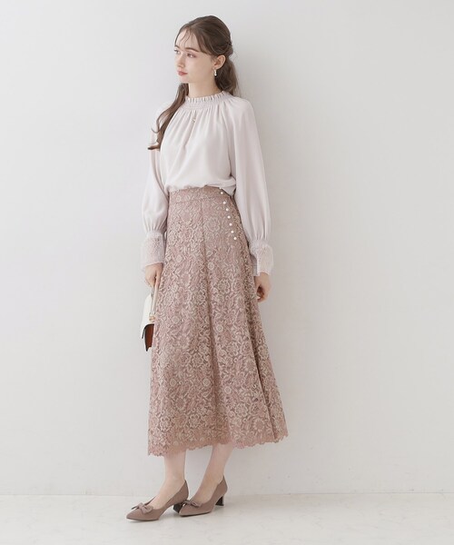 couture brooch（クチュールブローチ）の「◆【華やか主役スカート】アイテムポイントパール調コードレーススカート（スカート・レディース・ライトブルー/ベビーピンク/ベージュ・38/42/36/40）」の18枚目の写真