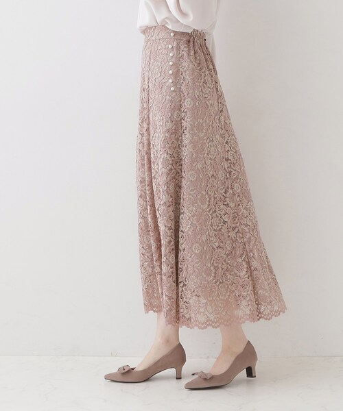 couture brooch（クチュールブローチ）の「◆【華やか主役スカート】アイテムポイントパール調コードレーススカート（スカート・レディース・ライトブルー/ベビーピンク/ベージュ・38/42/36/40）」の15枚目の写真
