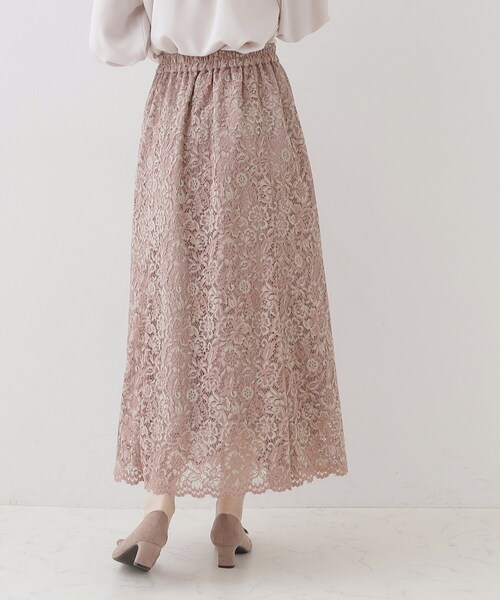 couture brooch（クチュールブローチ）の「◆【華やか主役スカート】アイテムポイントパール調コードレーススカート（スカート・レディース・ライトブルー/ベビーピンク/ベージュ・38/42/36/40）」の14枚目の写真