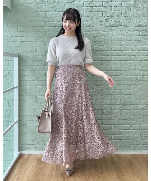 couture brooch（クチュールブローチ）の「◆【華やか主役スカート】アイテムポイントパール調コードレーススカート（スカート・レディース・ライトブルー/ベビーピンク/ベージュ・38/42/36/40）」の13枚目の写真