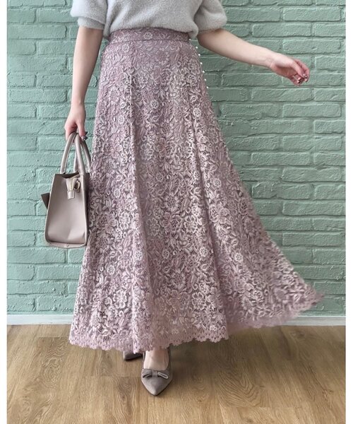 couture brooch（クチュールブローチ）の「◆【華やか主役スカート】アイテムポイントパール調コードレーススカート（スカート・レディース・ライトブルー/ベビーピンク/ベージュ・38/42/36/40）」の10枚目の写真