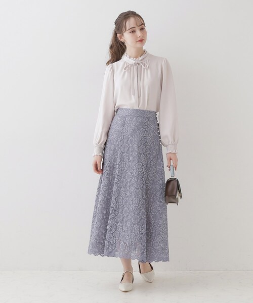 couture brooch（クチュールブローチ）の「◆【華やか主役スカート】アイテムポイントパール調コードレーススカート（スカート・レディース・ライトブルー/ベビーピンク/ベージュ・38/42/36/40）」の9枚目の写真