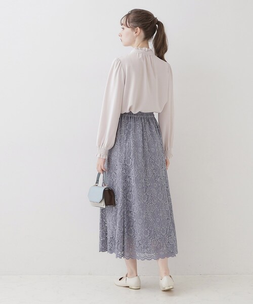 couture brooch（クチュールブローチ）の「◆【華やか主役スカート】アイテムポイントパール調コードレーススカート（スカート・レディース・ライトブルー/ベビーピンク/ベージュ・38/42/36/40）」の4枚目の写真