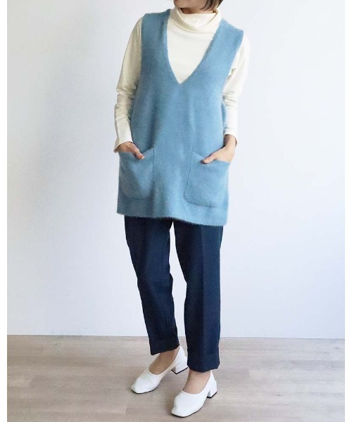 aunt lily（アントリリー）の「ベビーFOX混Vネックベスト（ベスト・レディース・サックスブルー/ブラウン/ネイビー/キナリ・FREE）」の11枚目の写真