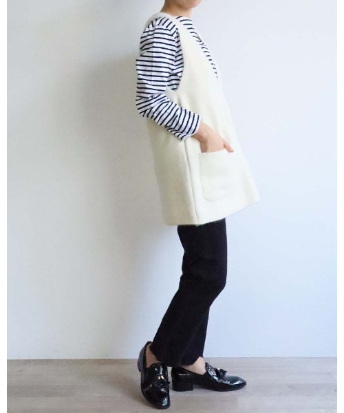 aunt lily（アントリリー）の「ベビーFOX混Vネックベスト（ベスト・レディース・サックスブルー/ブラウン/ネイビー/キナリ・FREE）」の6枚目の写真