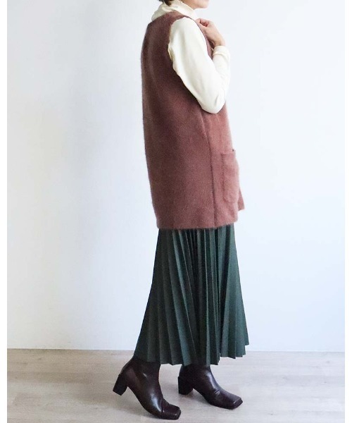 aunt lily（アントリリー）の「ベビーFOX混Vネックベスト（ベスト・レディース・サックスブルー/ブラウン/ネイビー/キナリ・FREE）」の8枚目の写真