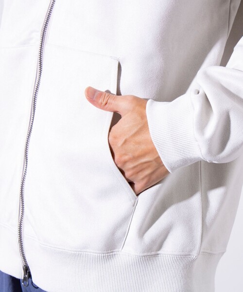 GLOSTER(グロスター)の「【GLOSTER/グロスター】フレンチブルドッグ刺繍 フェイクスエード 裏起毛 ZIPパーカー(パーカー・メンズ・サックスブルー/アイボリー/チャコールグレー/グレイッシュベージュ・M/L/S)」の7枚目の写真