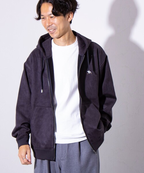 GLOSTER(グロスター)の「【GLOSTER/グロスター】フレンチブルドッグ刺繍 フェイクスエード 裏起毛 ZIPパーカー(パーカー・メンズ・サックスブルー/アイボリー/チャコールグレー/グレイッシュベージュ・M/L/S)」の13枚目の写真