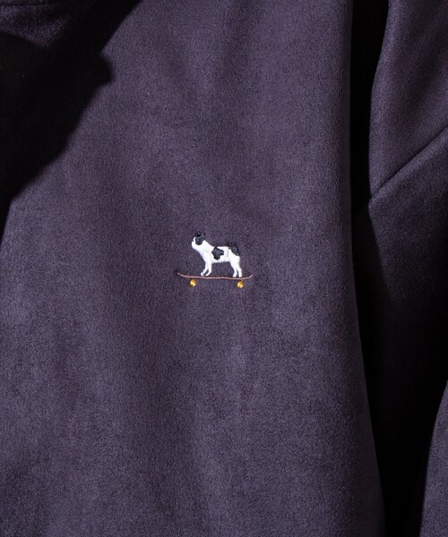 GLOSTER(グロスター)の「【GLOSTER/グロスター】フレンチブルドッグ刺繍 フェイクスエード 裏起毛 ZIPパーカー(パーカー・メンズ・サックスブルー/アイボリー/チャコールグレー/グレイッシュベージュ・M/L/S)」の18枚目の写真