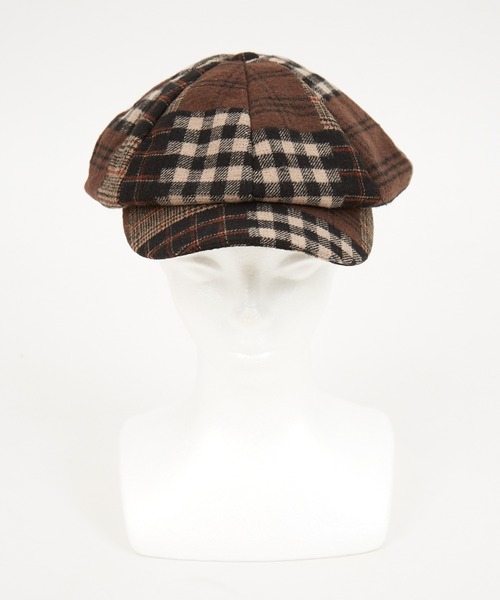 an meets zakka（アンミツザッカ）の「an meets zakka ランダムチェックパッチワークキャスケット（キャスケット・メンズ・ブラウン/ネイビー・ONESIZE）」の13枚目の写真