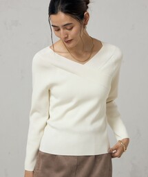 《手洗い可能》カシュクール風プルオーバーニット